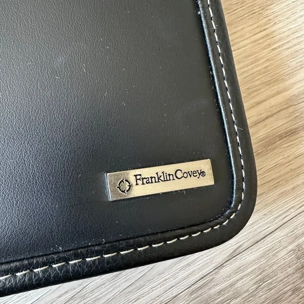 Franklin Covey Compass Planning System Black Leather Planner with undated insert